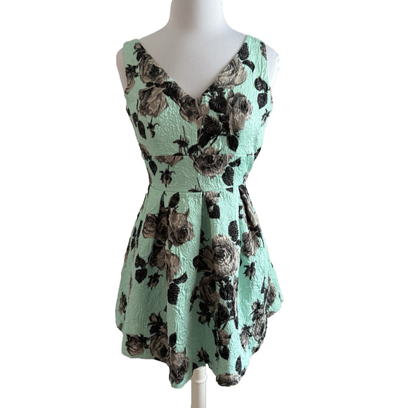 Topshop Women's 6 Retro Formal Jacquard Floral Bow Mini Dress Party Homecoming - Picture 2 of 13
